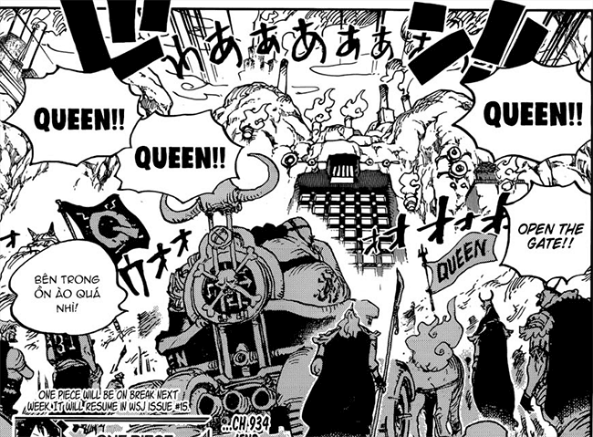 One Piece chap 934: Kid da vuot nguc, Luffy dung do Queen Benh Dich - Hinh 4