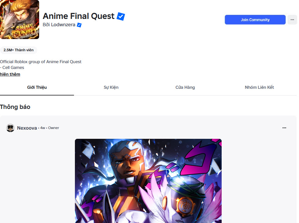 Cách tham gia nhóm Anime Final Quest